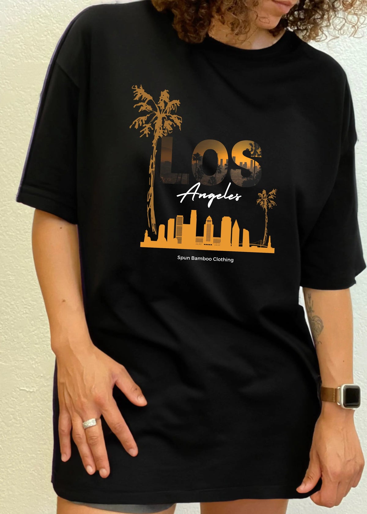 Los Angeles Unisex Bamboo Viscose/Organic Cotton Short Sleeve Graphic T-Shirt Spun Bamboo