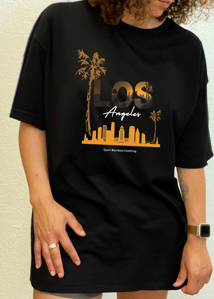 Los Angeles Unisex Bamboo Viscose/Organic Cotton Short Sleeve Graphic T-Shirt Spun Bamboo