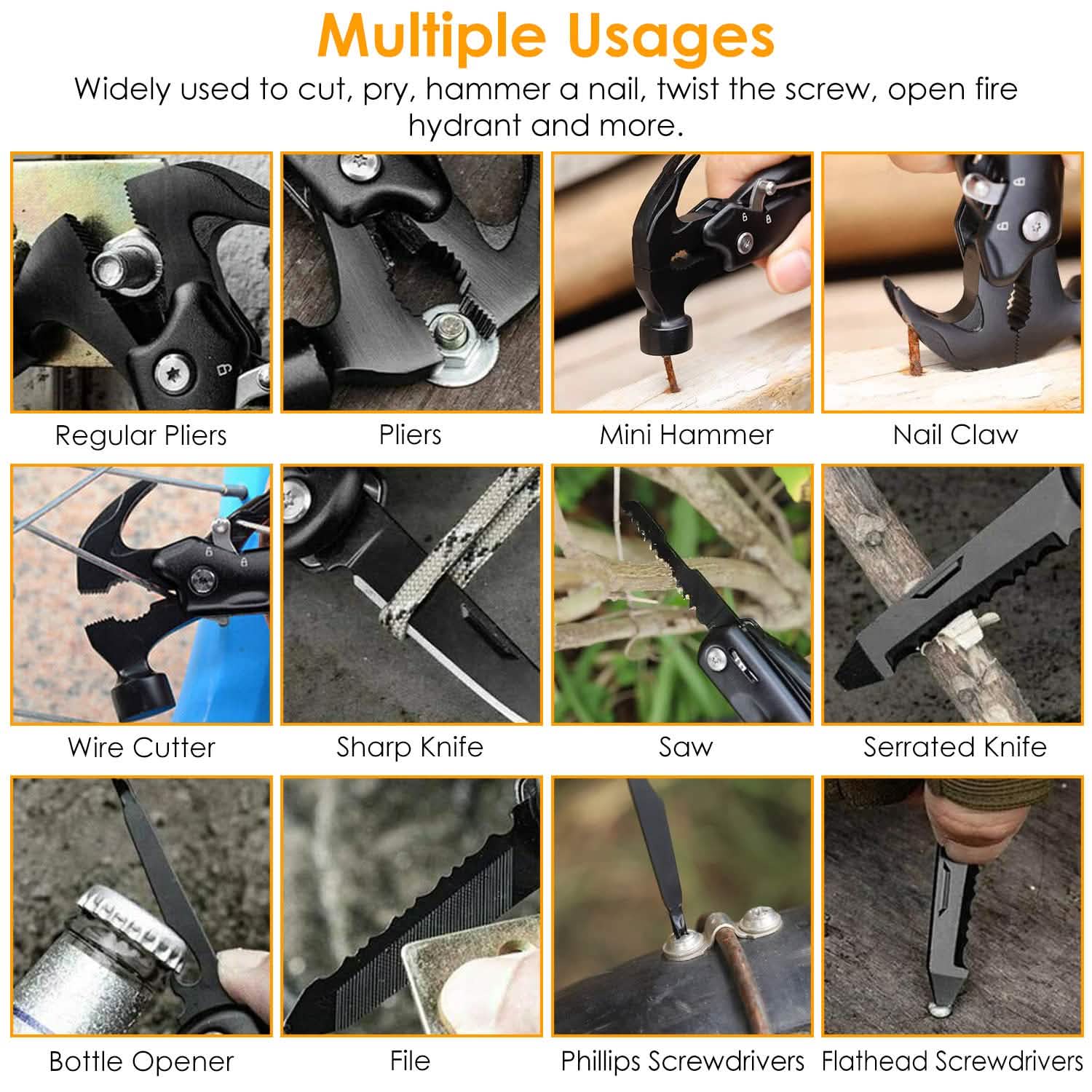 12-in-1 Stainless Steel Portable Hammer Multitool DailySale