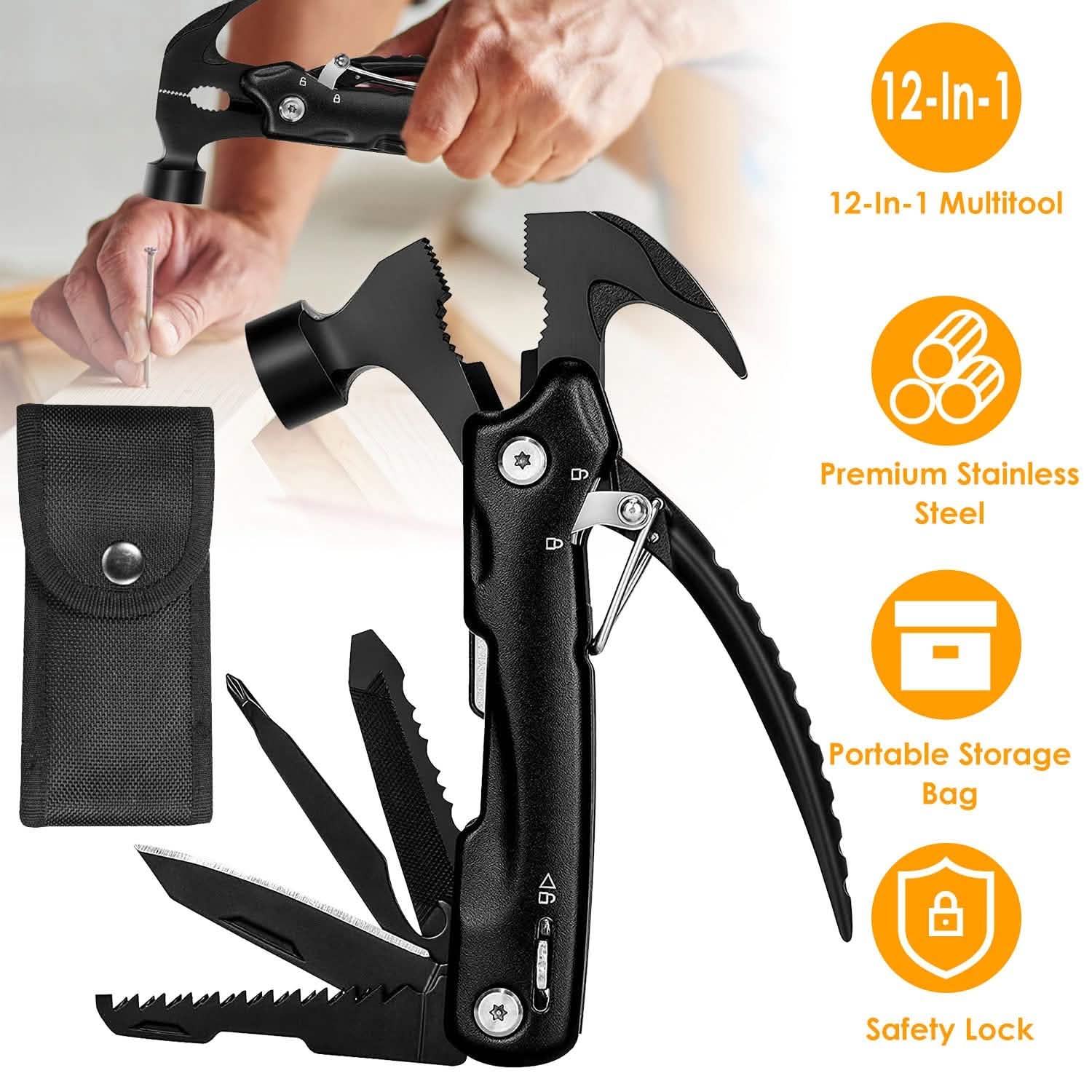 12-in-1 Stainless Steel Portable Hammer Multitool DailySale