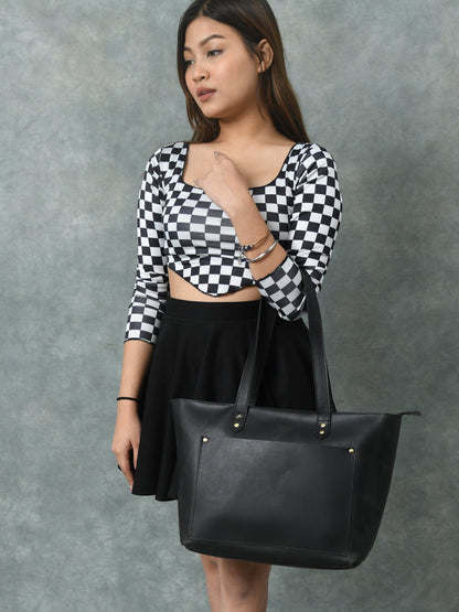 Essential Work Tote - Black Classy Leather Bags