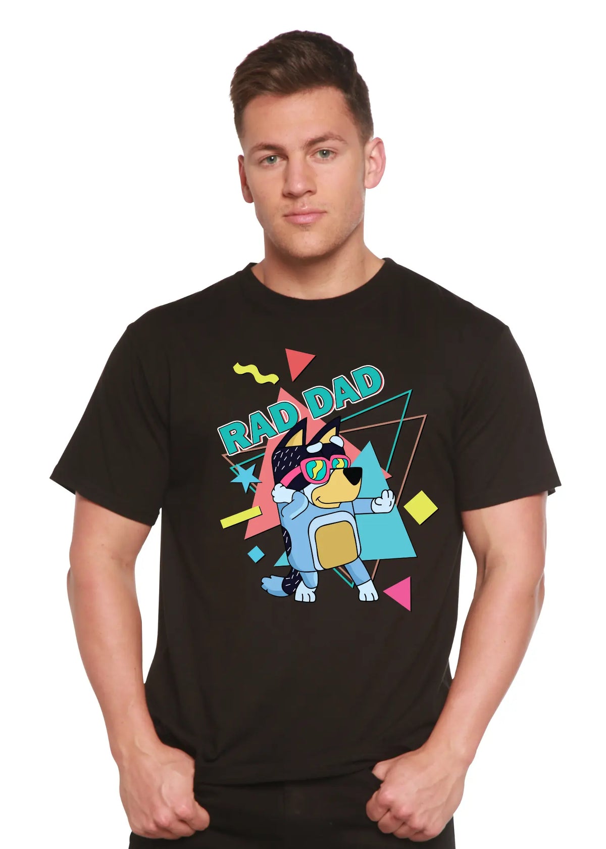 Rad Dad Bluey Men's Bamboo Short Sleeve Graphic T-Shirt Spun Bamboo