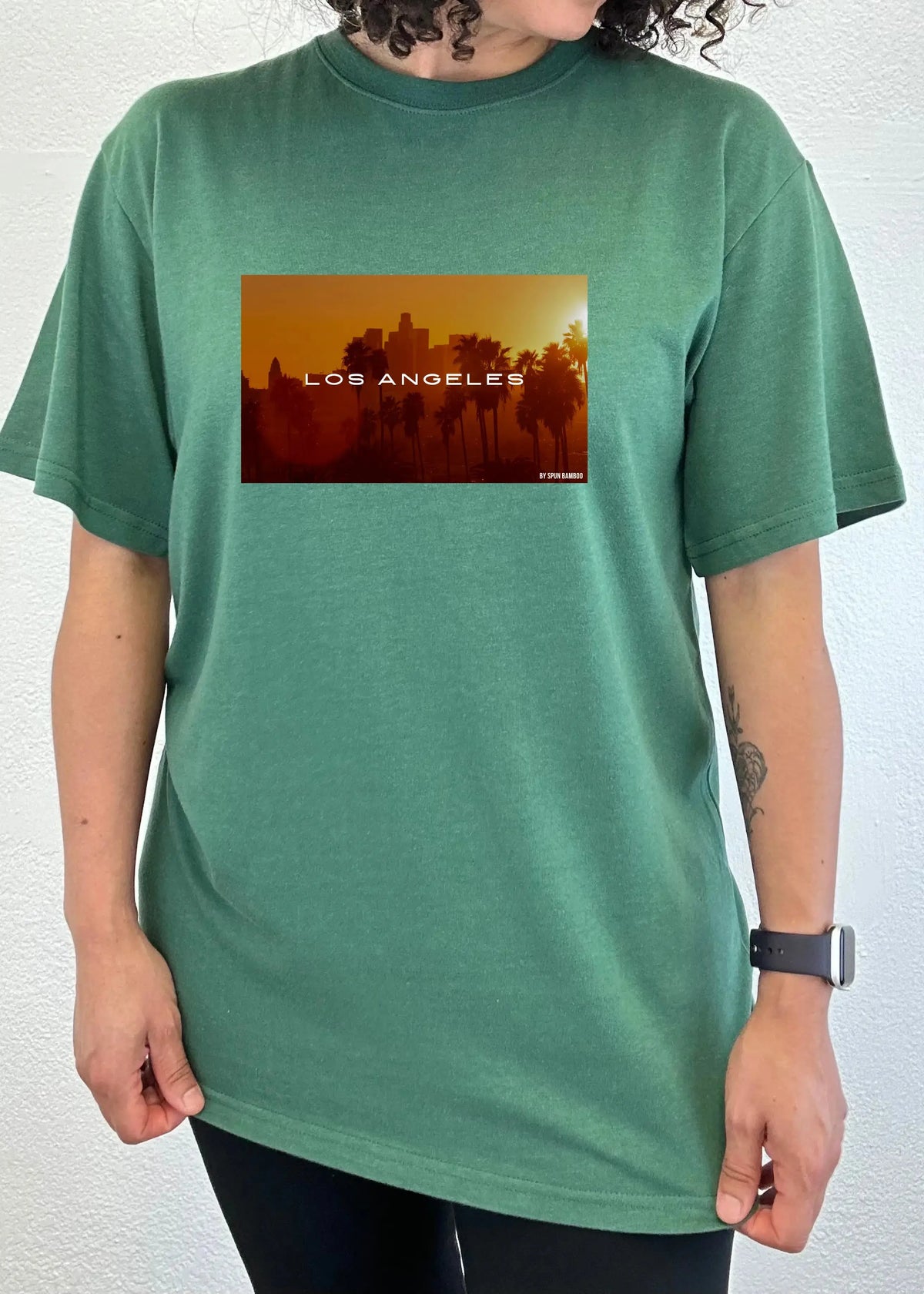 Los Angeles Unisex Bamboo Viscose/Organic Cotton Short Sleeve Graphic T-Shirt Spun Bamboo