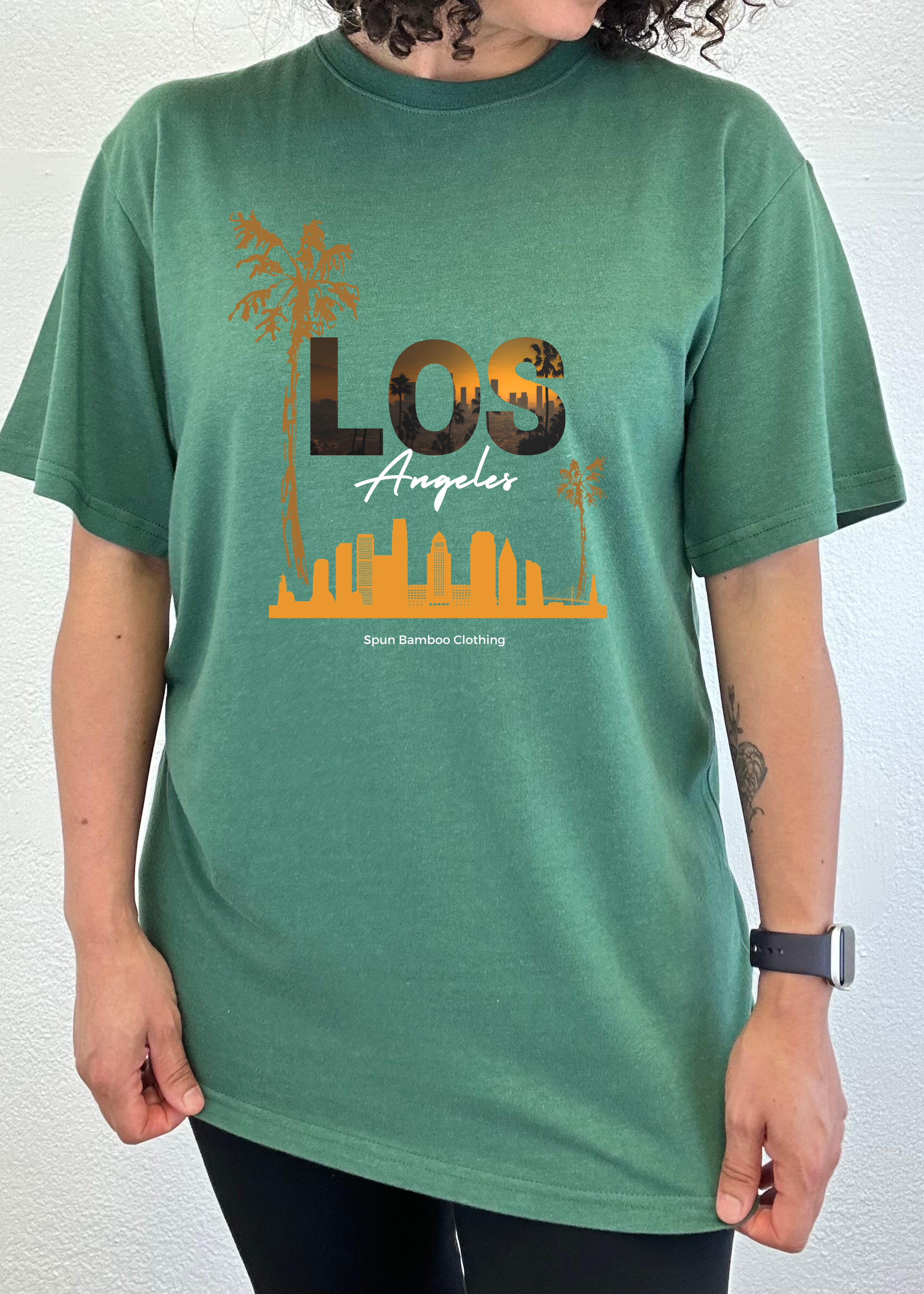 Los Angeles Unisex Bamboo Viscose/Organic Cotton Short Sleeve Graphic T-Shirt Spun Bamboo