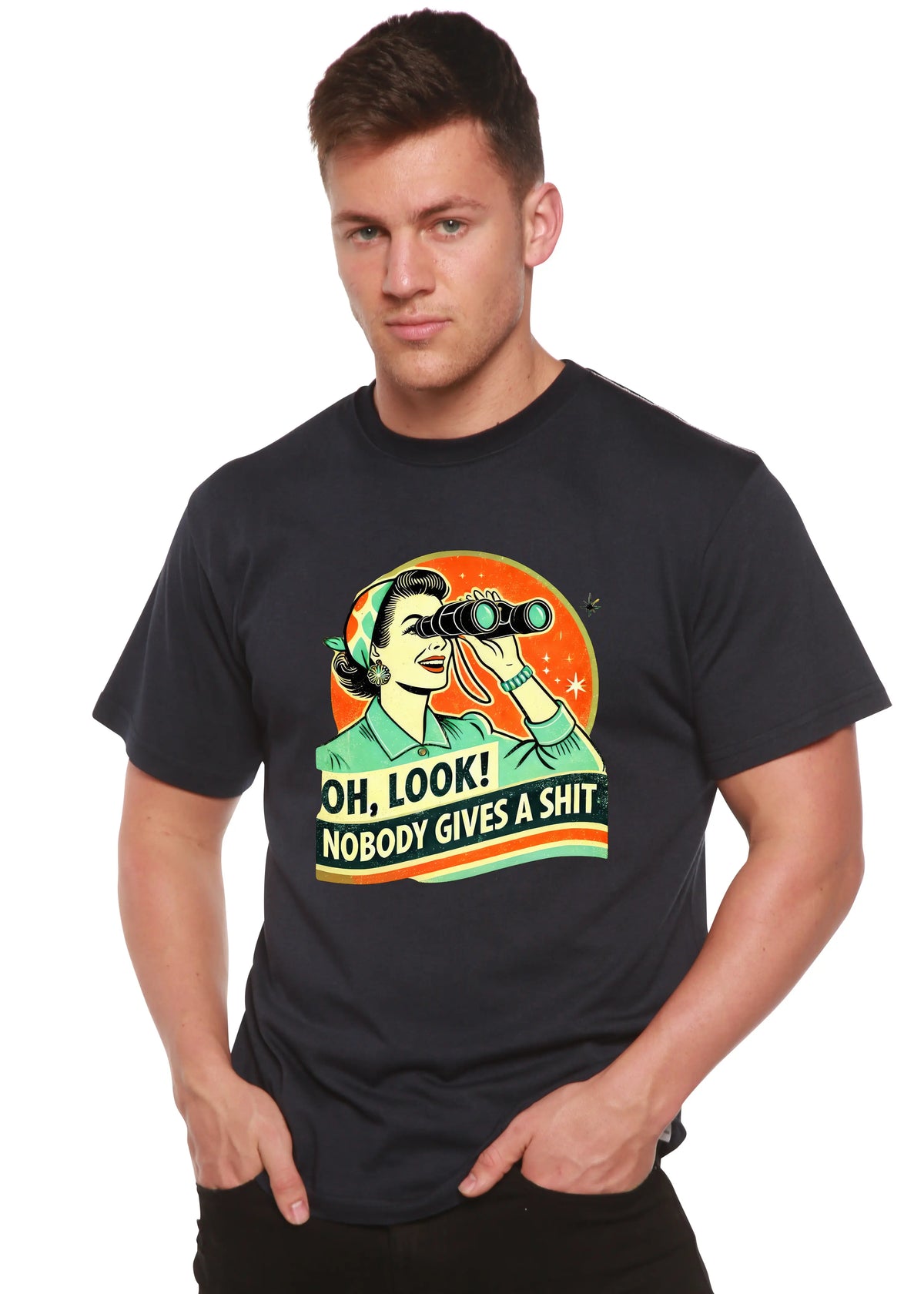 Funny Retro Woman Unisex Bamboo/Cotton Graphic T-Shirt Spun Bamboo