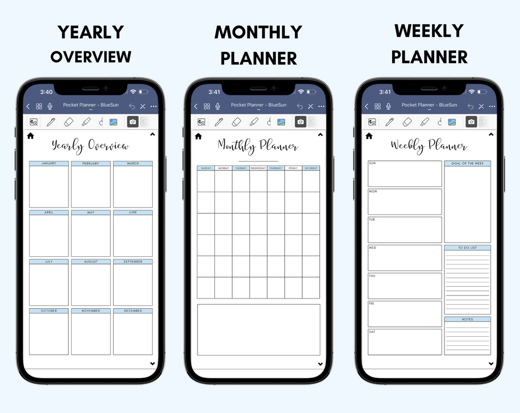 Digital Phone Planner Blue Jessica Autumn