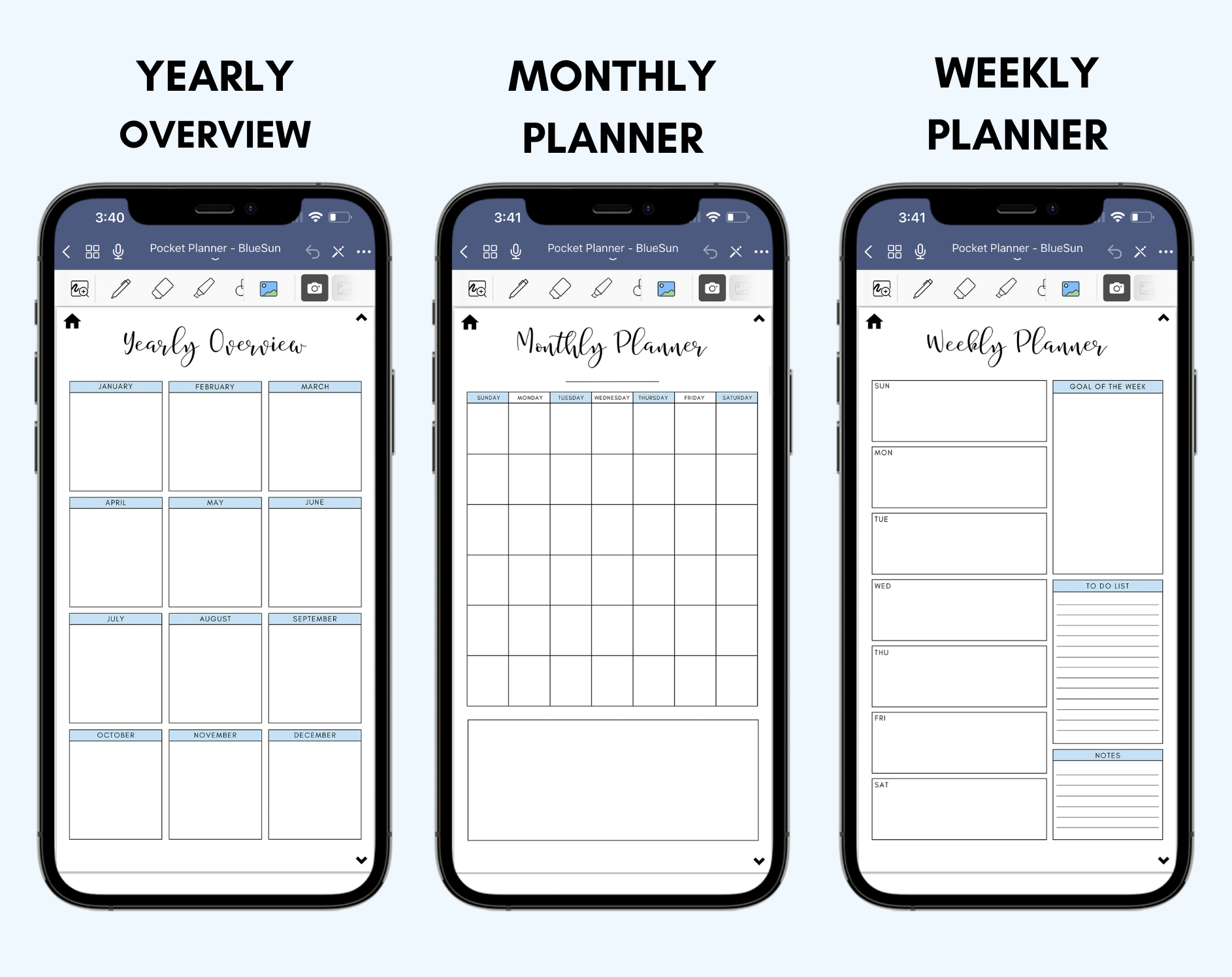 Digital Phone Planner Blue Jessica Autumn