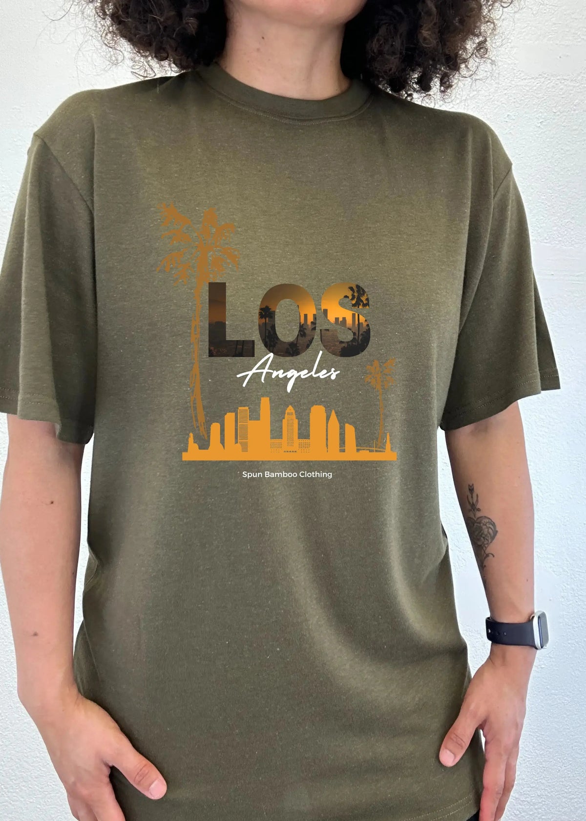 Los Angeles Unisex Bamboo Viscose/Organic Cotton Short Sleeve Graphic T-Shirt Spun Bamboo