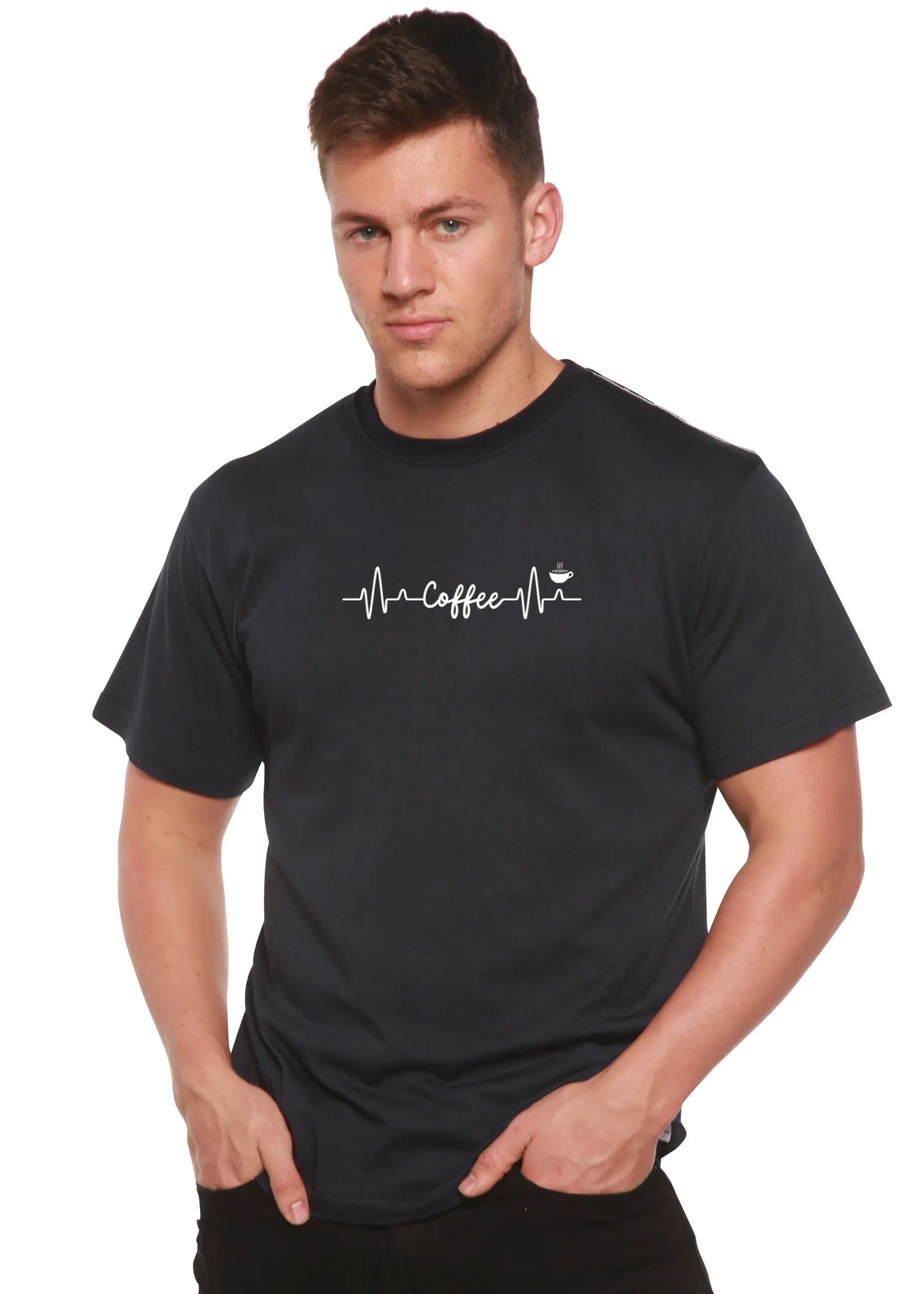 Heartbeat Coffee Unisex Bamboo/Cotton Graphic T-Shirt Spun Bamboo