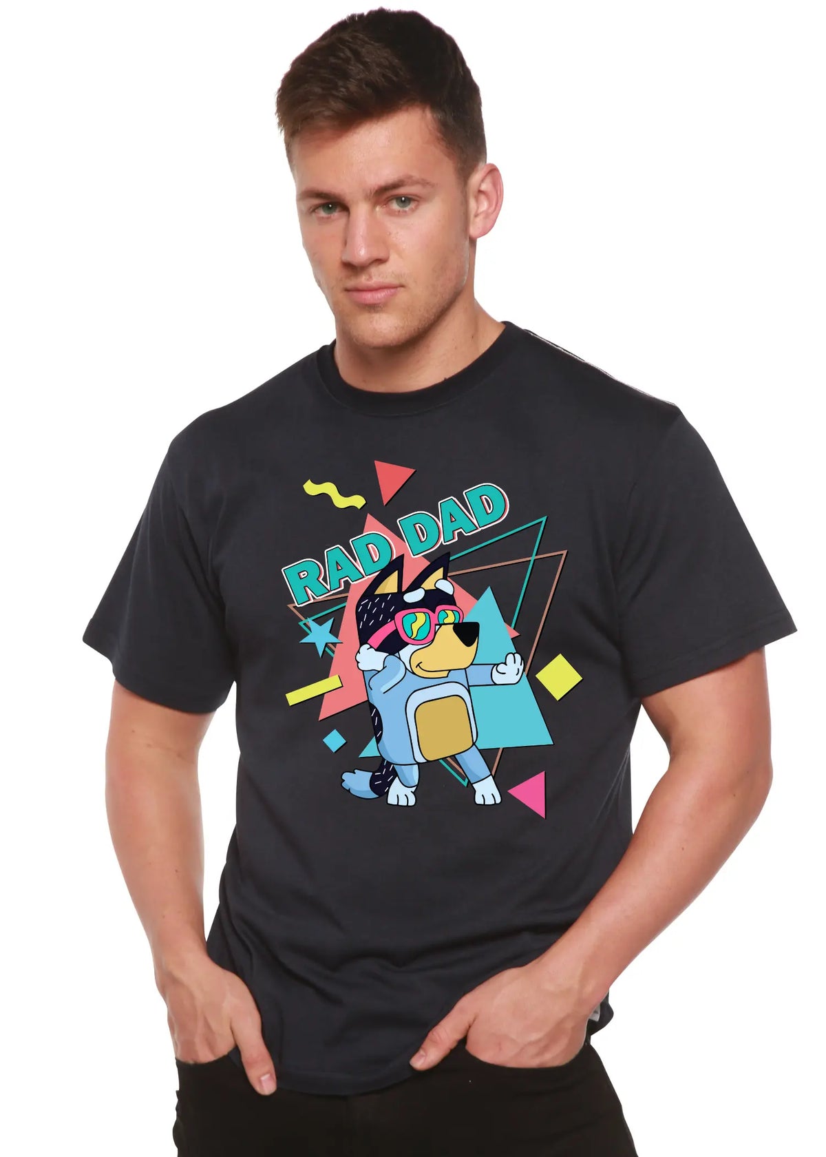 Rad Dad Bluey Men's Bamboo Short Sleeve Graphic T-Shirt Spun Bamboo