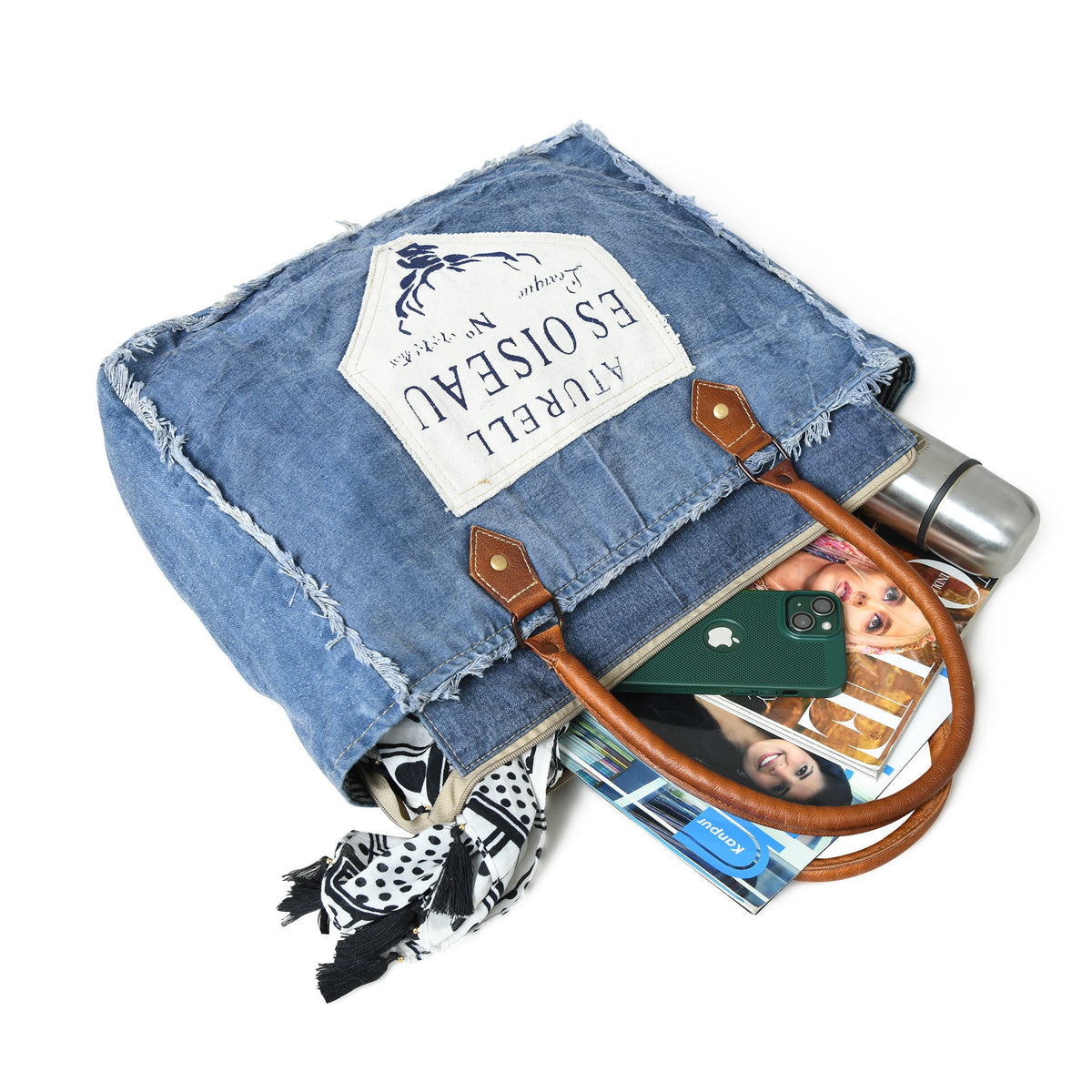 Denim Boho Chic Canvas Shoulder Bag Classy Leather Bags