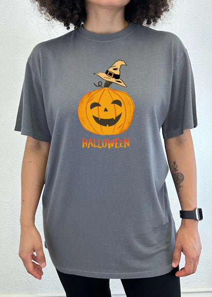 Halloween Pumpkin Unisex Bamboo Viscose/Organic Cotton Short Sleeve Graphic T-Shirt Spun Bamboo