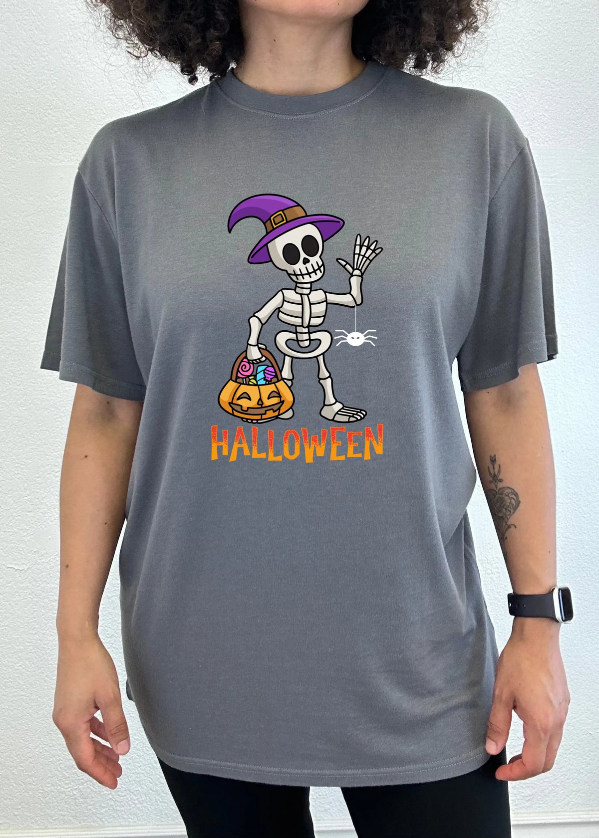 Happy Halloween Unisex Bamboo Viscose/Organic Cotton Short Sleeve Graphic T-Shirt Spun Bamboo