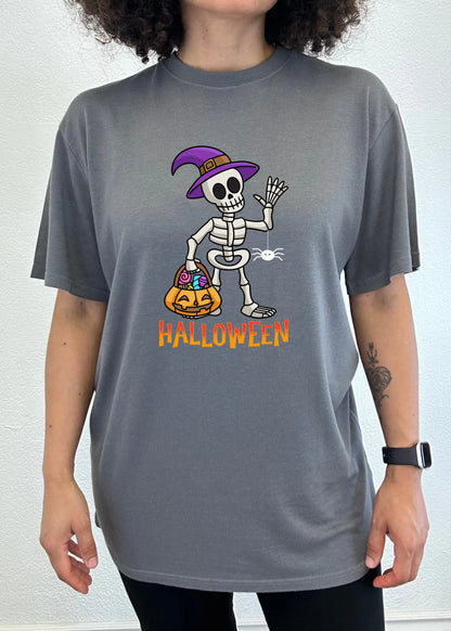 Happy Halloween Unisex Bamboo Viscose/Organic Cotton Short Sleeve Graphic T-Shirt Spun Bamboo