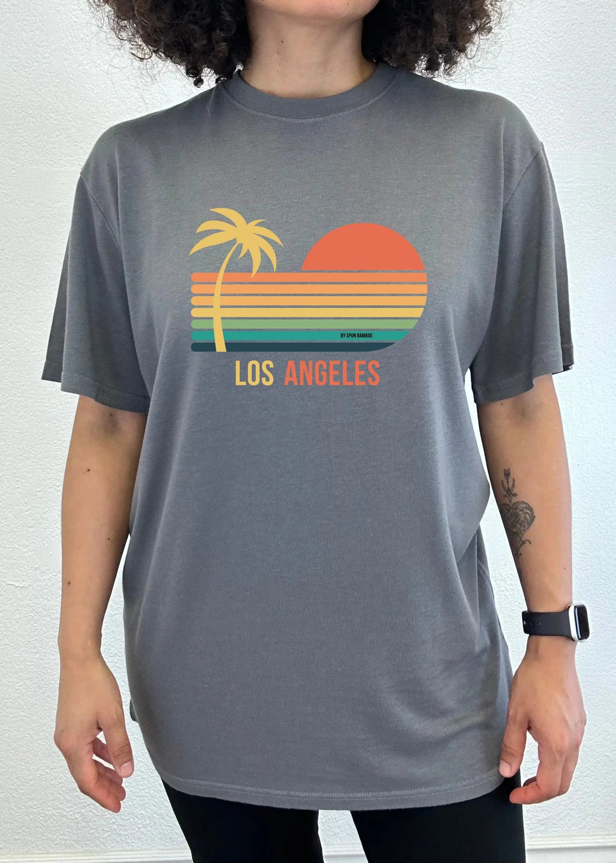 Los Angeles Unisex Bamboo Viscose/Organic Cotton Short Sleeve Graphic T-Shirt Spun Bamboo
