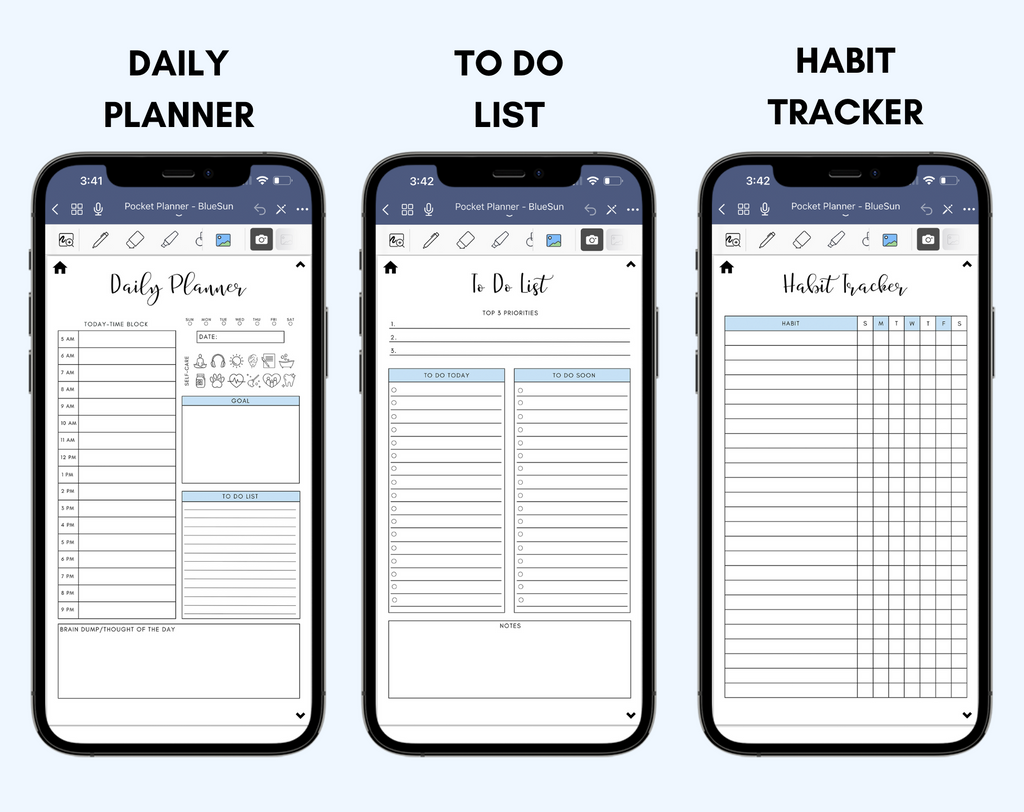 Digital Phone Planner Blue Jessica Autumn