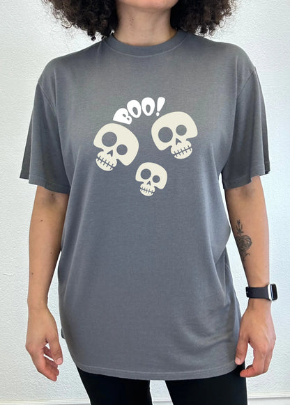 Halloween Boo Unisex Bamboo Viscose/Organic Cotton Short Sleeve Graphic T-Shirt Spun Bamboo