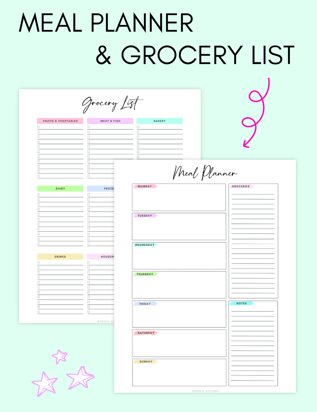 Meal Planner & Grocery List Jessica Autumn