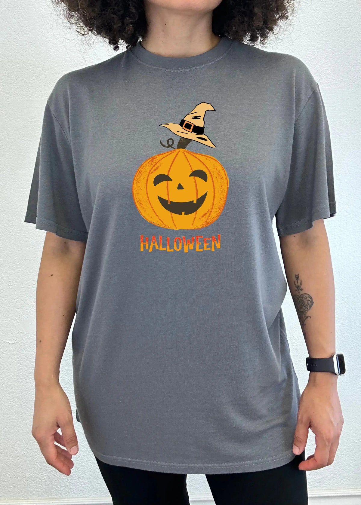 Halloween Pumpkin Unisex Bamboo Viscose/Organic Cotton Short Sleeve Graphic T-Shirt Spun Bamboo