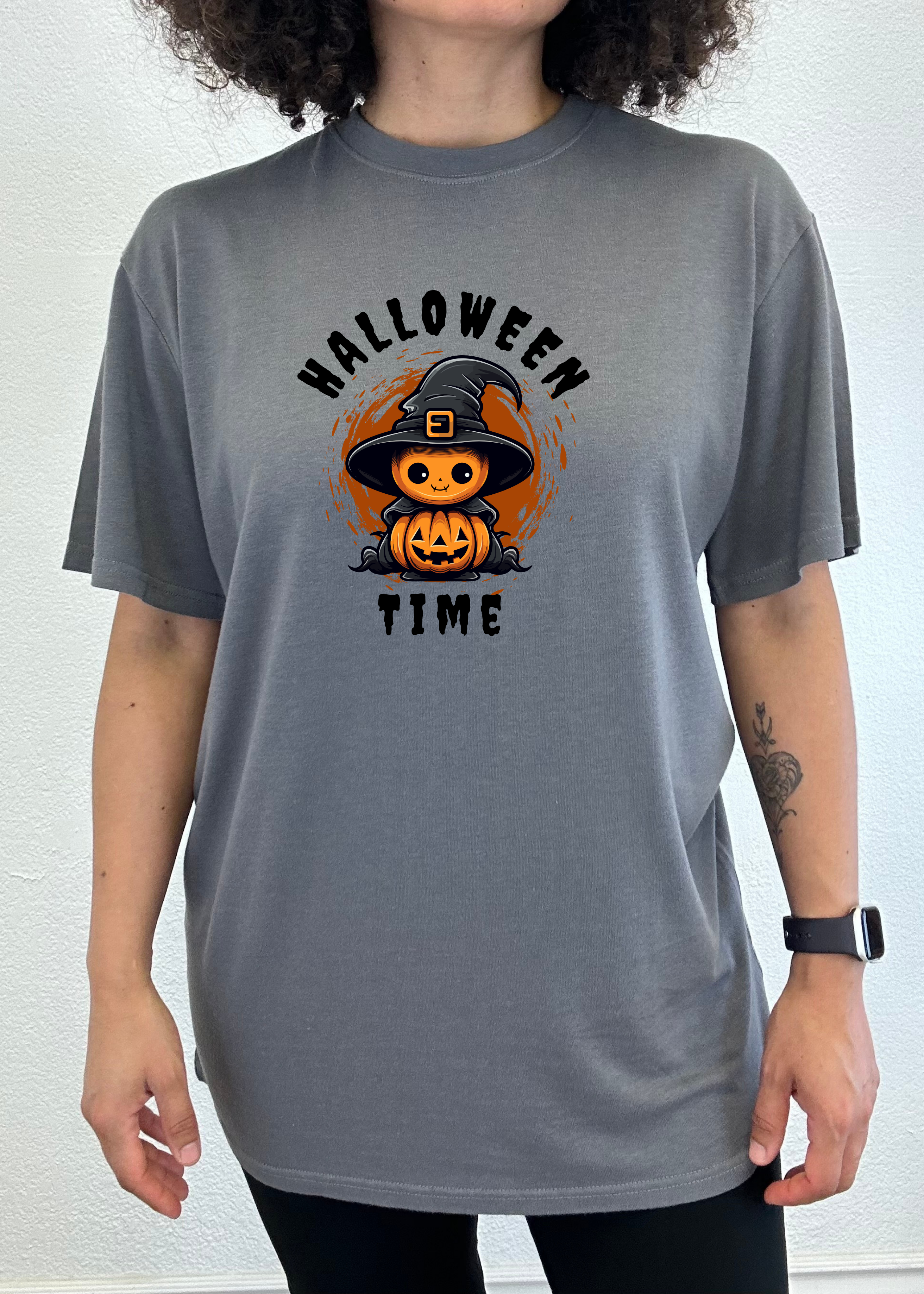 Halloween Time Unisex Bamboo Viscose/Organic Cotton Short Sleeve Graphic T-Shirt Spun Bamboo