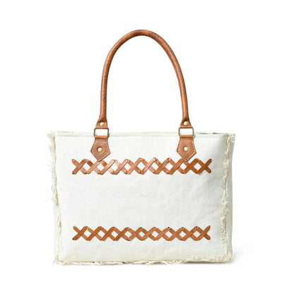 Urban Zigzag Canvas Shopper's Tote Classy Leather Bags