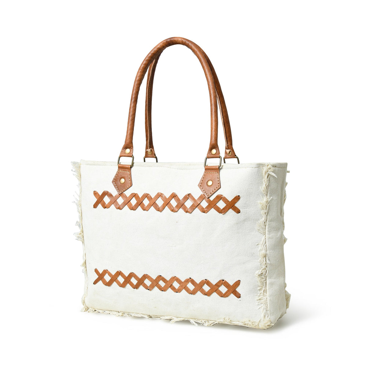 Urban Zigzag Canvas Shopper's Tote Classy Leather Bags