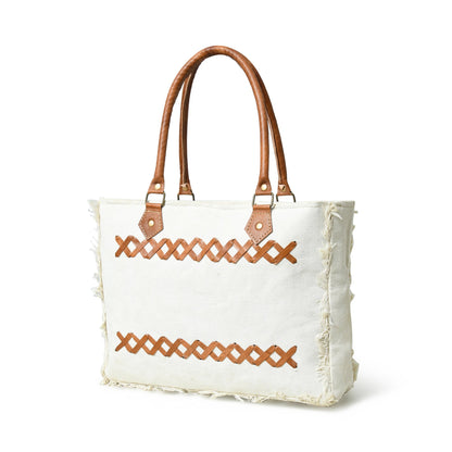 Urban Zigzag Canvas Shopper's Tote Classy Leather Bags