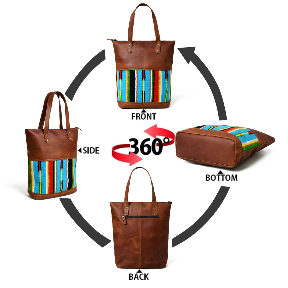 Multicoloured Leather Tote Bag Classy Leather Bags
