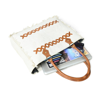Urban Zigzag Canvas Shopper's Tote Classy Leather Bags