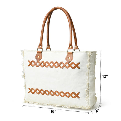 Urban Zigzag Canvas Shopper's Tote Classy Leather Bags