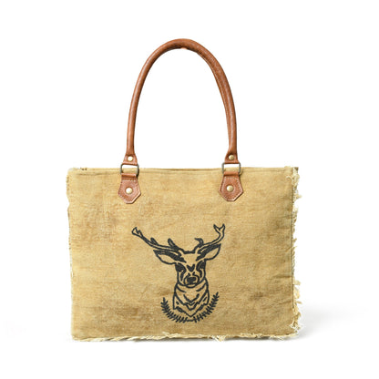 Nordic Charm Canvas Shoulder Tote Bag Classy Leather Bags