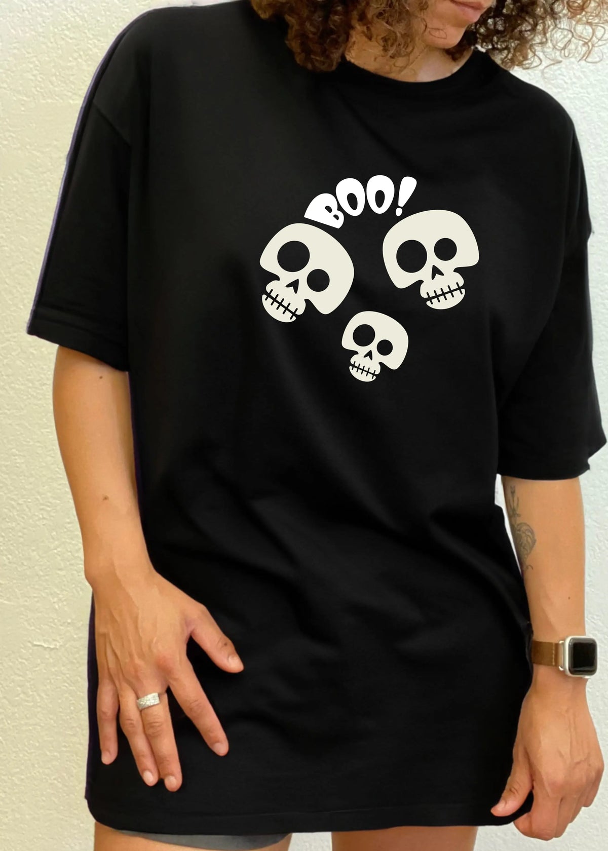 Halloween Boo Unisex Bamboo Viscose/Organic Cotton Short Sleeve Graphic T-Shirt Spun Bamboo