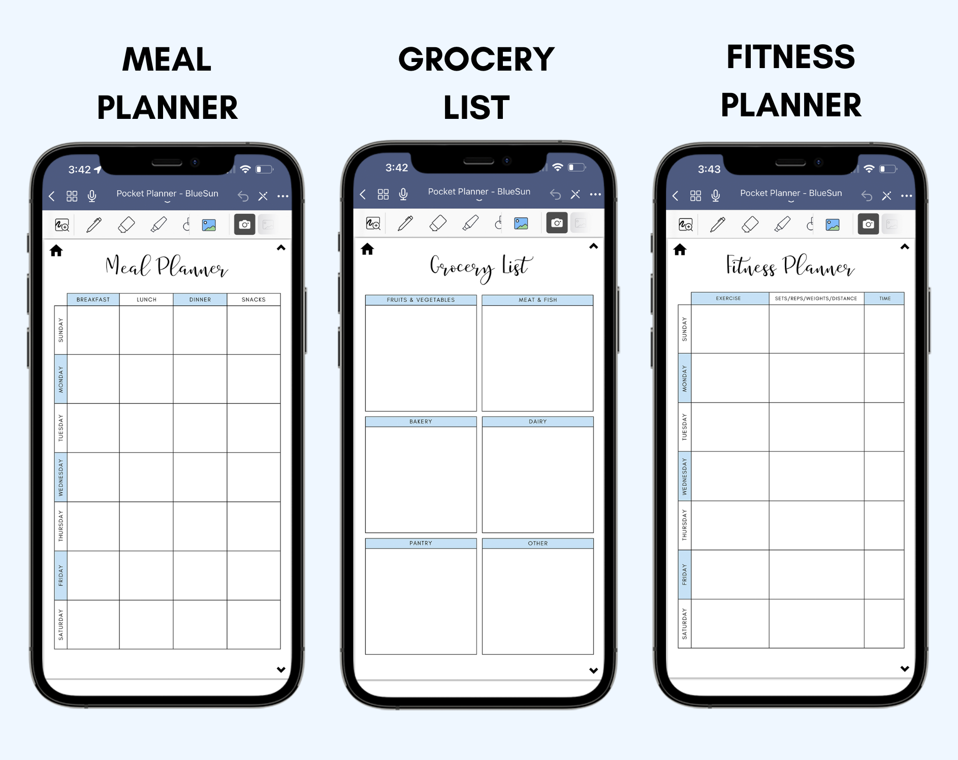 Digital Phone Planner Blue Jessica Autumn