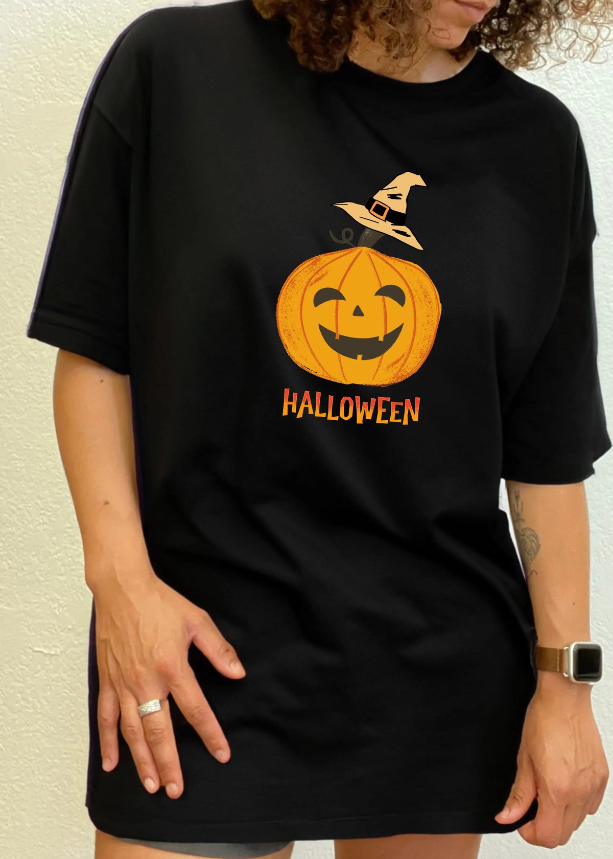 Halloween Pumpkin Unisex Bamboo Viscose/Organic Cotton Short Sleeve Graphic T-Shirt Spun Bamboo
