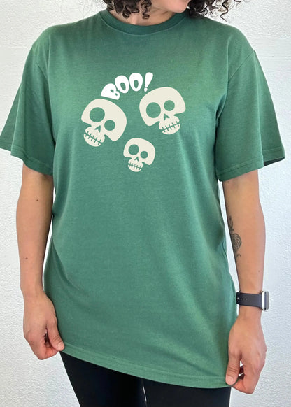 Halloween Boo Unisex Bamboo Viscose/Organic Cotton Short Sleeve Graphic T-Shirt Spun Bamboo