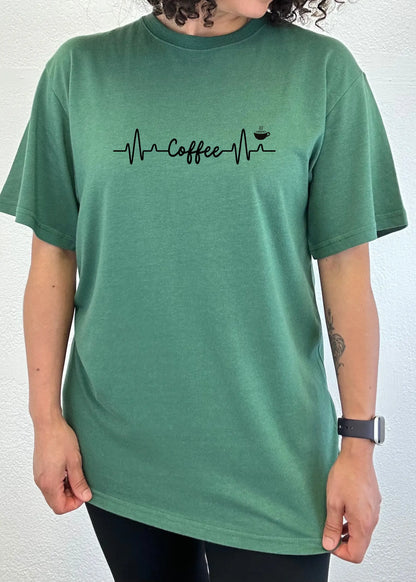 Heartbeat Coffee Unisex Bamboo/Cotton Graphic T-Shirt Spun Bamboo