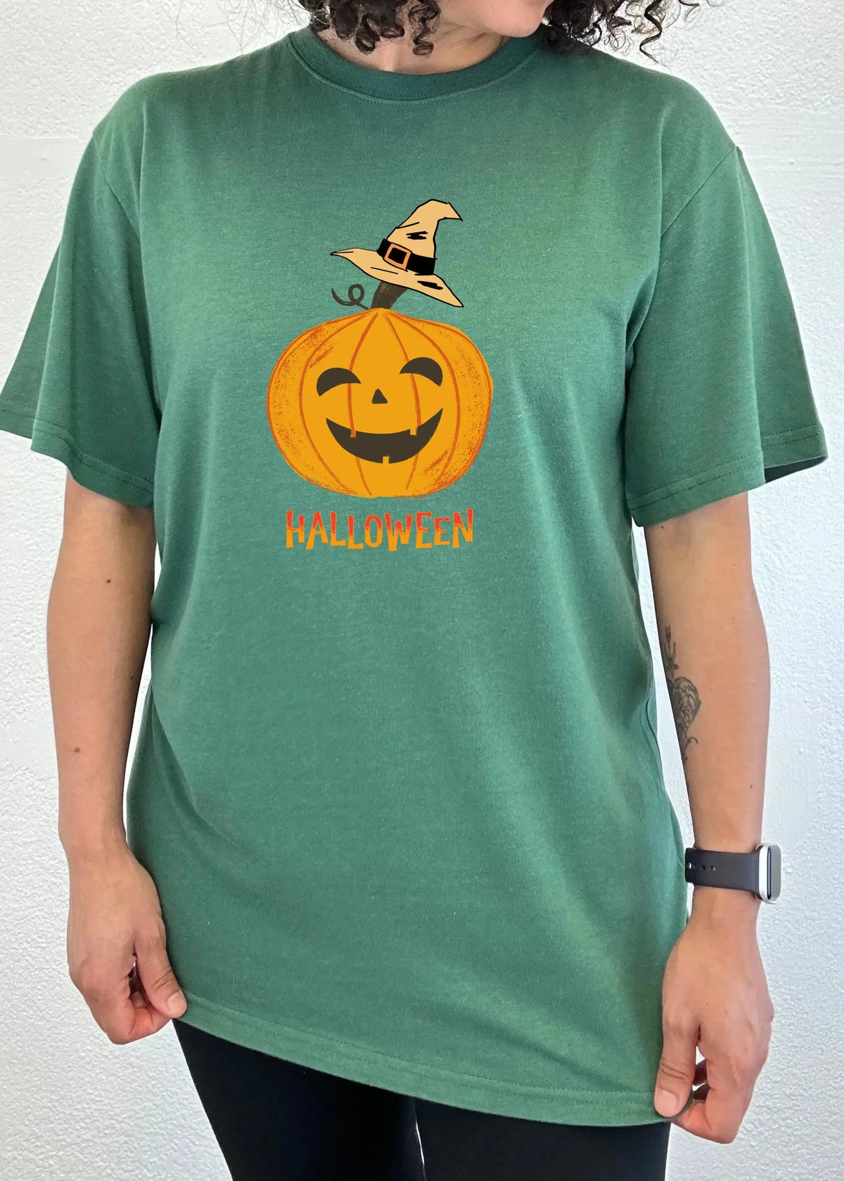 Halloween Pumpkin Unisex Bamboo Viscose/Organic Cotton Short Sleeve Graphic T-Shirt Spun Bamboo