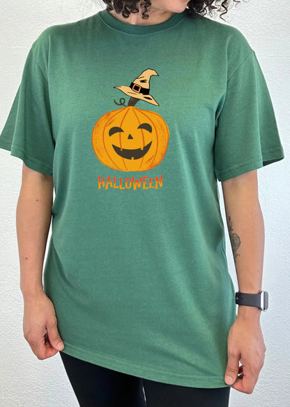 Halloween Pumpkin Unisex Bamboo Viscose/Organic Cotton Short Sleeve Graphic T-Shirt Spun Bamboo
