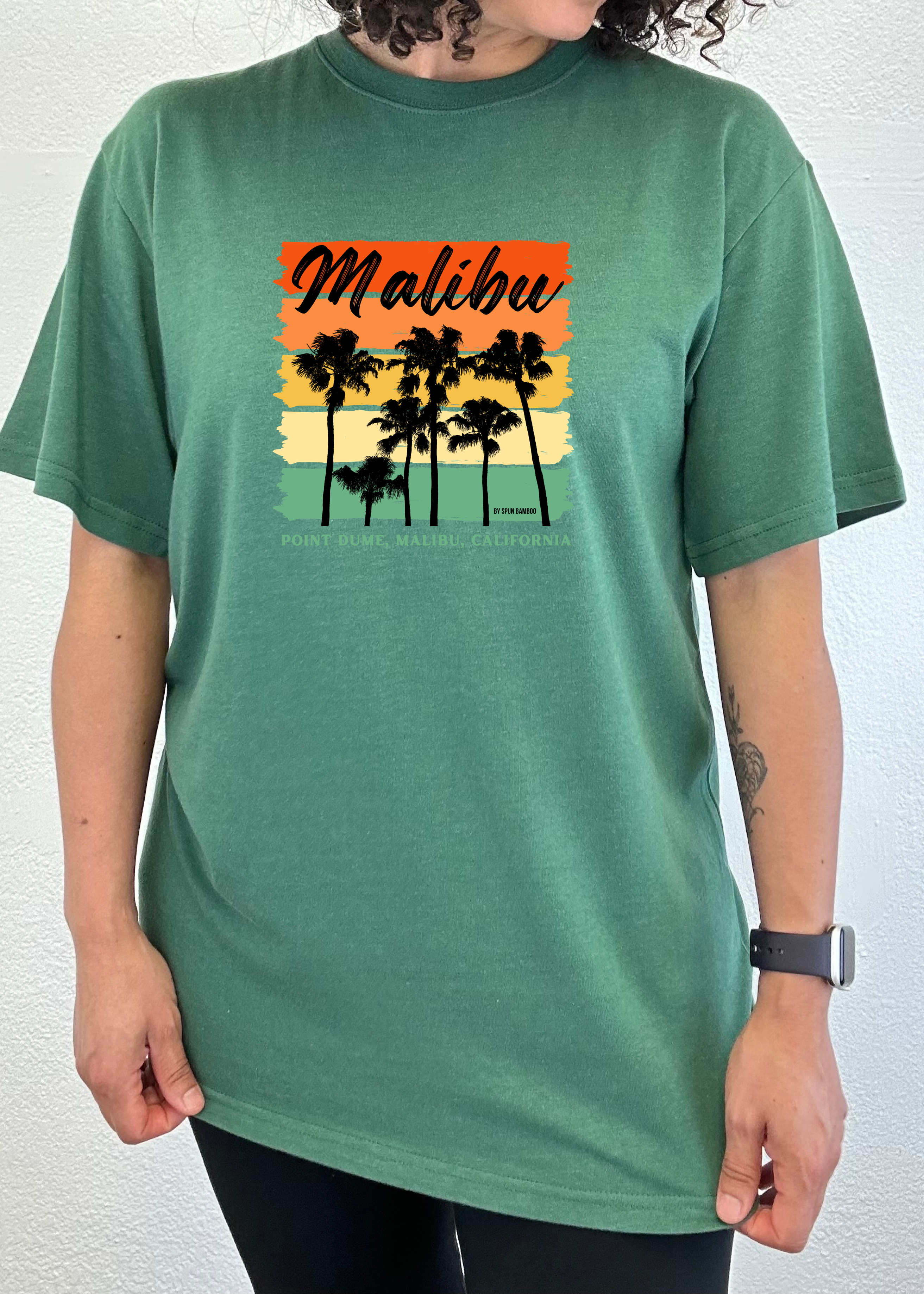 Malibu Unisex Bamboo Viscose/Organic Cotton Short Sleeve Graphic T-Shirt Spun Bamboo