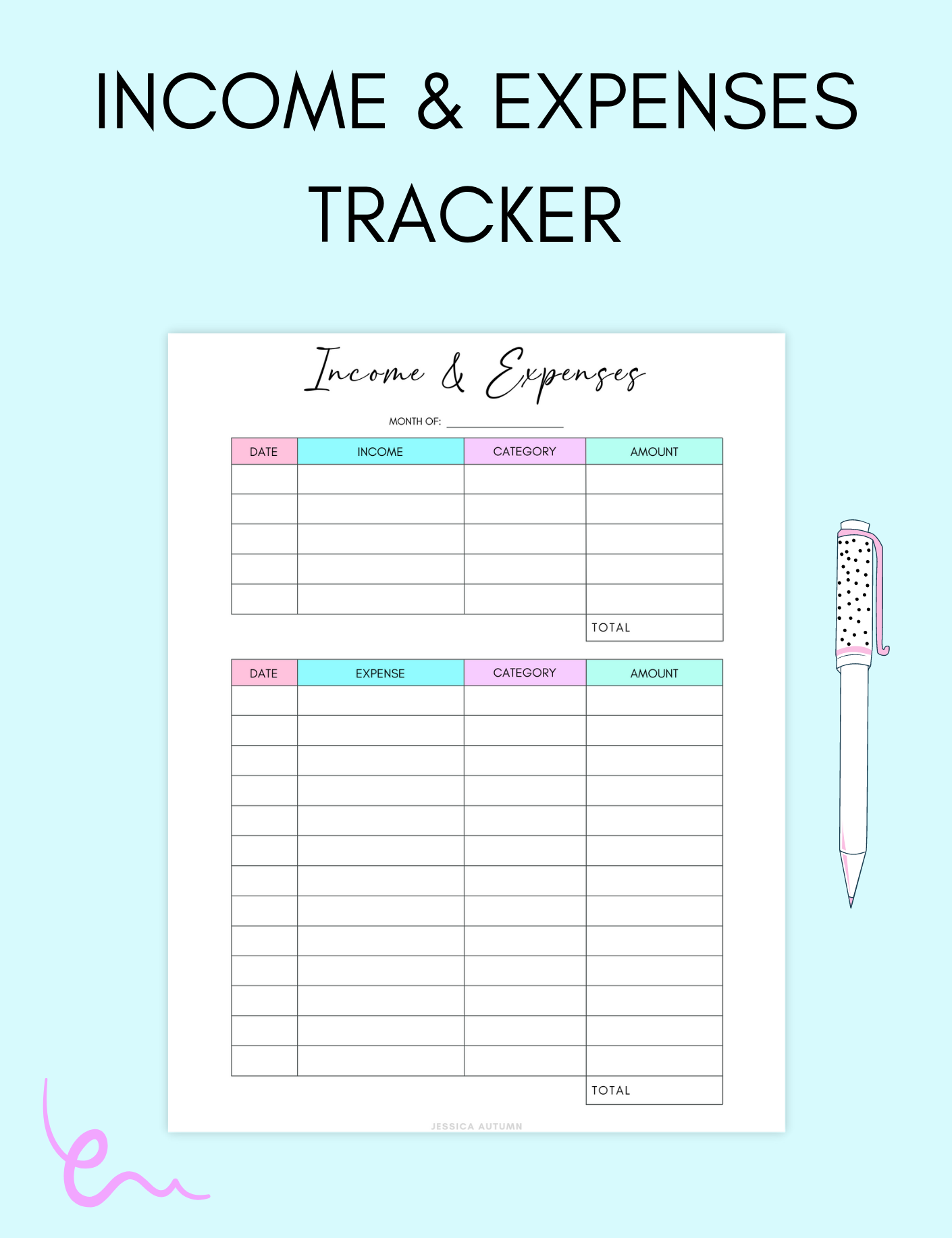 Income & Expenses Tracker Jessica Autumn