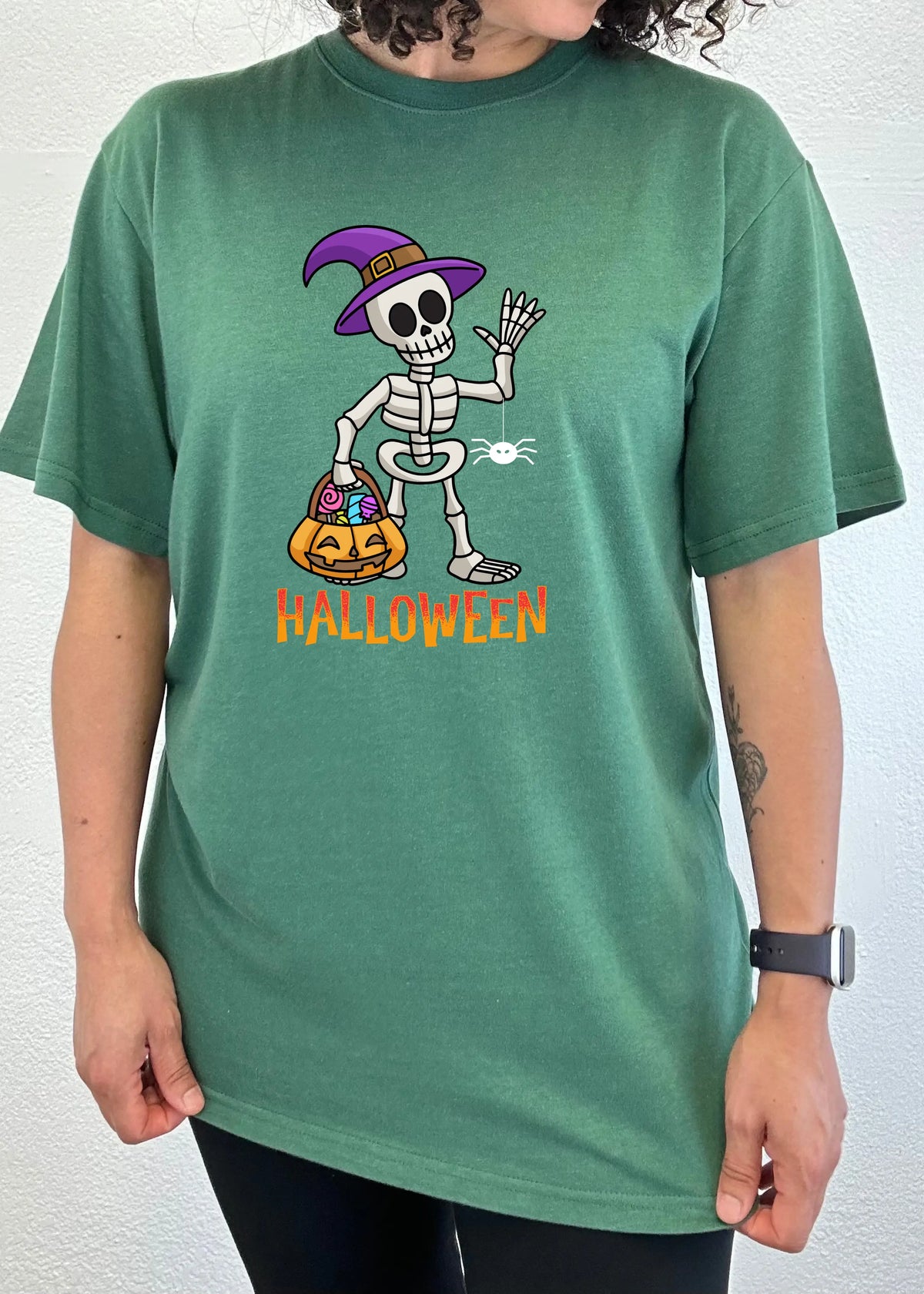 Happy Halloween Unisex Bamboo Viscose/Organic Cotton Short Sleeve Graphic T-Shirt Spun Bamboo