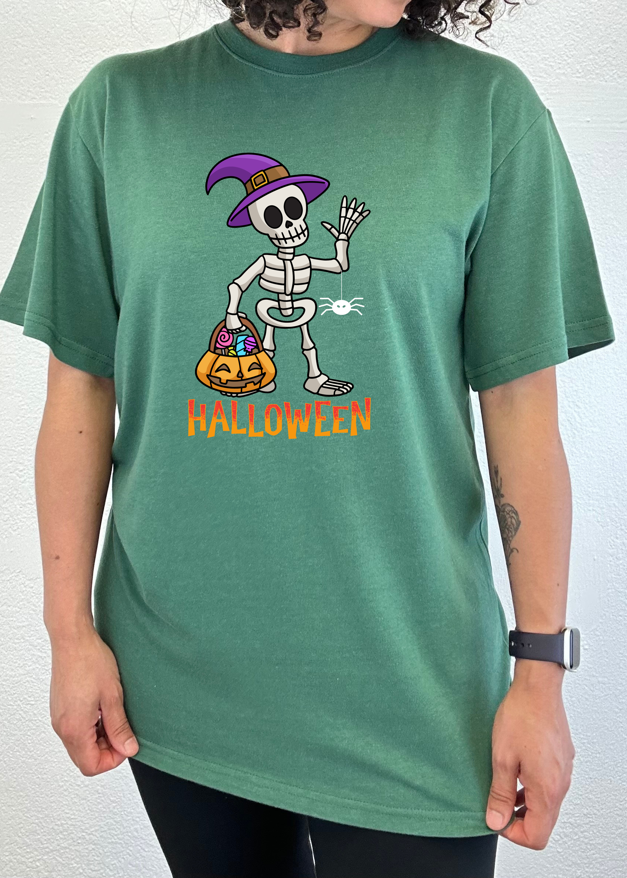 Happy Halloween Unisex Bamboo Viscose/Organic Cotton Short Sleeve Graphic T-Shirt Spun Bamboo