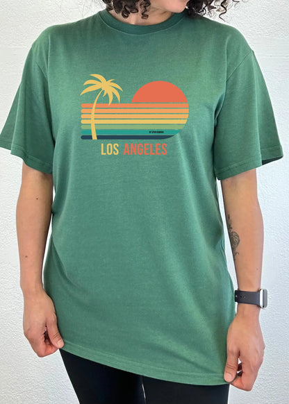 Los Angeles Unisex Bamboo Viscose/Organic Cotton Short Sleeve Graphic T-Shirt Spun Bamboo