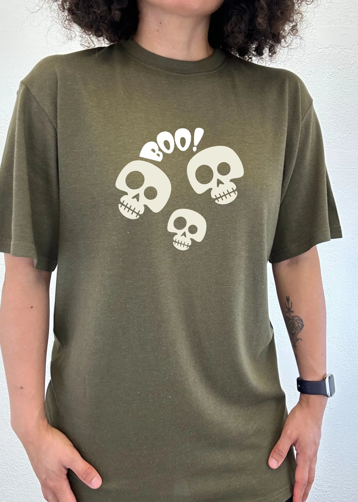 Halloween Boo Unisex Bamboo Viscose/Organic Cotton Short Sleeve Graphic T-Shirt Spun Bamboo