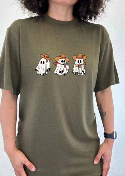 Cowboy Ghosts Unisex Bamboo Viscose/Organic Cotton Short Sleeve Graphic T-Shirt Spun Bamboo