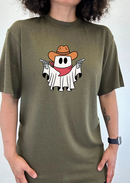 Cowboy Ghost Unisex Bamboo Viscose/Organic Cotton Short Sleeve Graphic T-Shirt Spun Bamboo