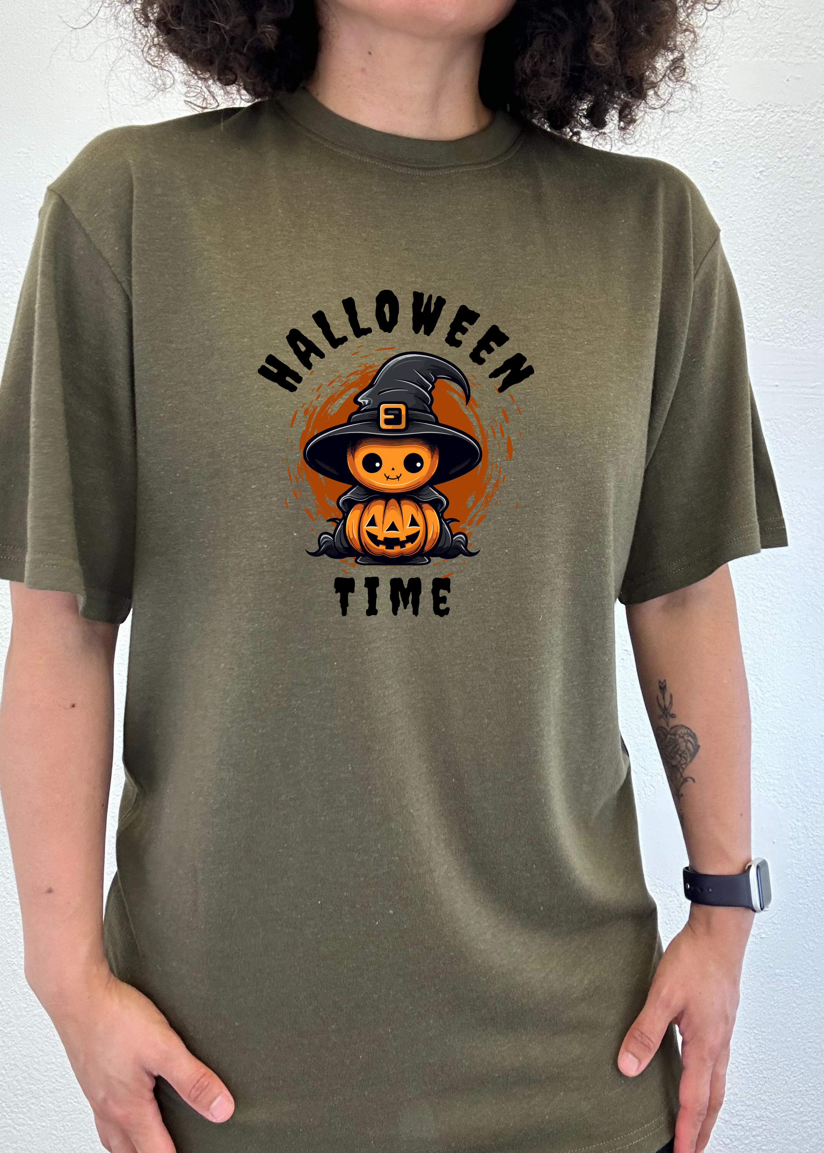 Halloween Time Unisex Bamboo Viscose/Organic Cotton Short Sleeve Graphic T-Shirt Spun Bamboo