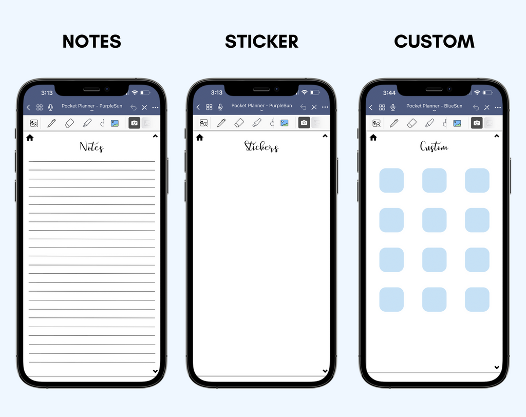 Digital Phone Planner Blue Jessica Autumn
