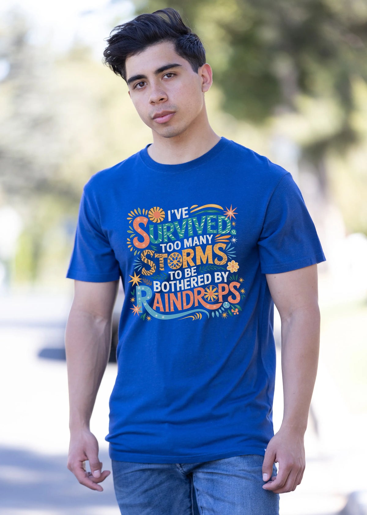 I've Survived Too Many Storms to Be Both Unisex Bamboo/Cotton Graphic T-Shirt Spun Bamboo