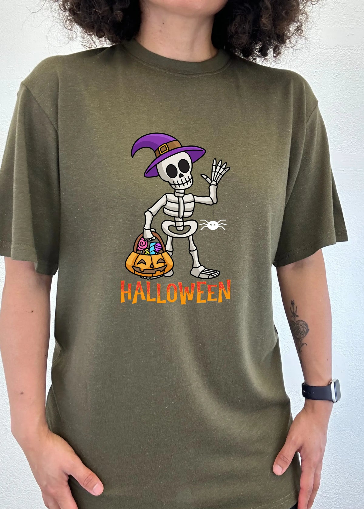 Happy Halloween Unisex Bamboo Viscose/Organic Cotton Short Sleeve Graphic T-Shirt Spun Bamboo
